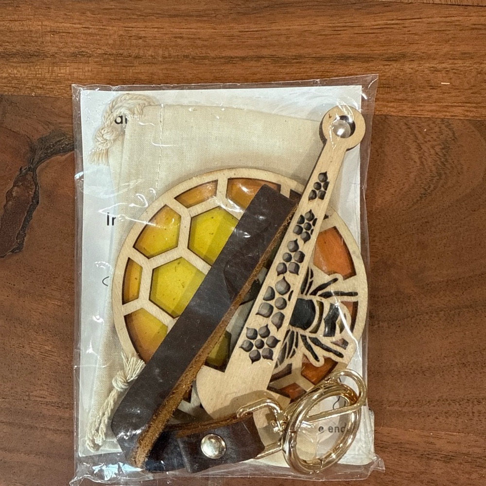 Lemonwood Mini Yarn Minder Leather Keychain Wristlet for holding yarn on the go